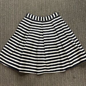 CH Herrera navy and cream silk tailor striped skirt.